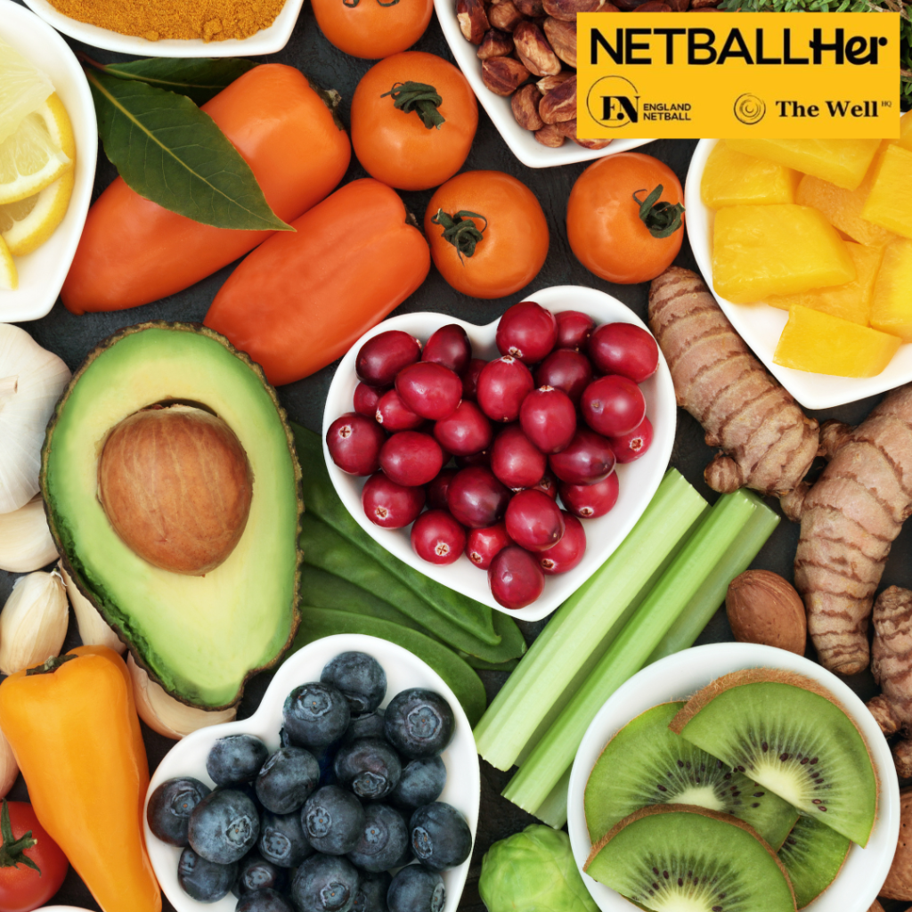 Selection of fruit and vegetables displayed on a table