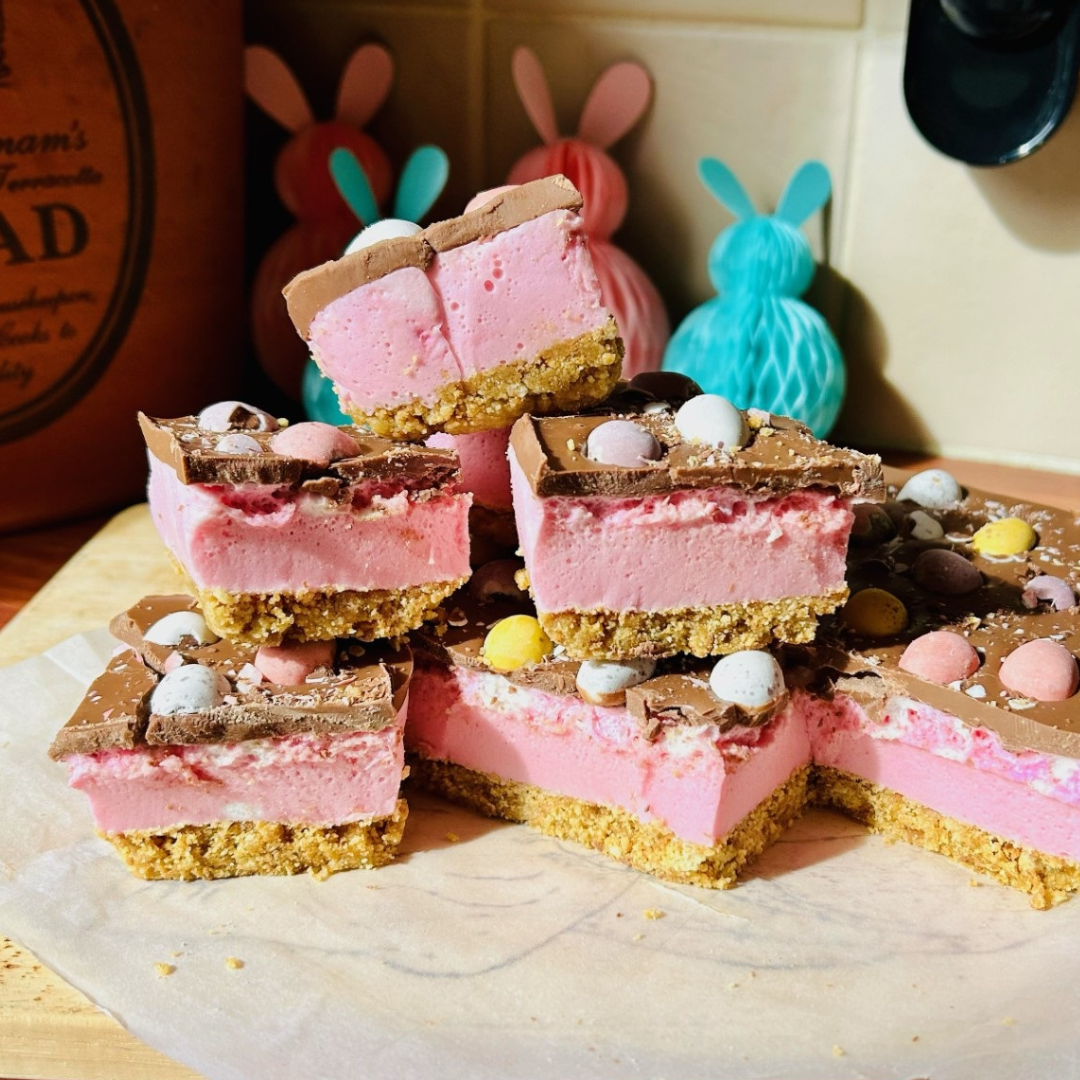 Biscuit, Marshmallow and Chocolate Mini Egg Bars