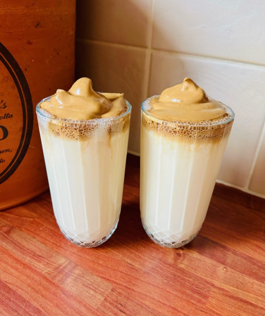 Vanilla Milkshake Sundaes with a Fluffy Coffee Swirl