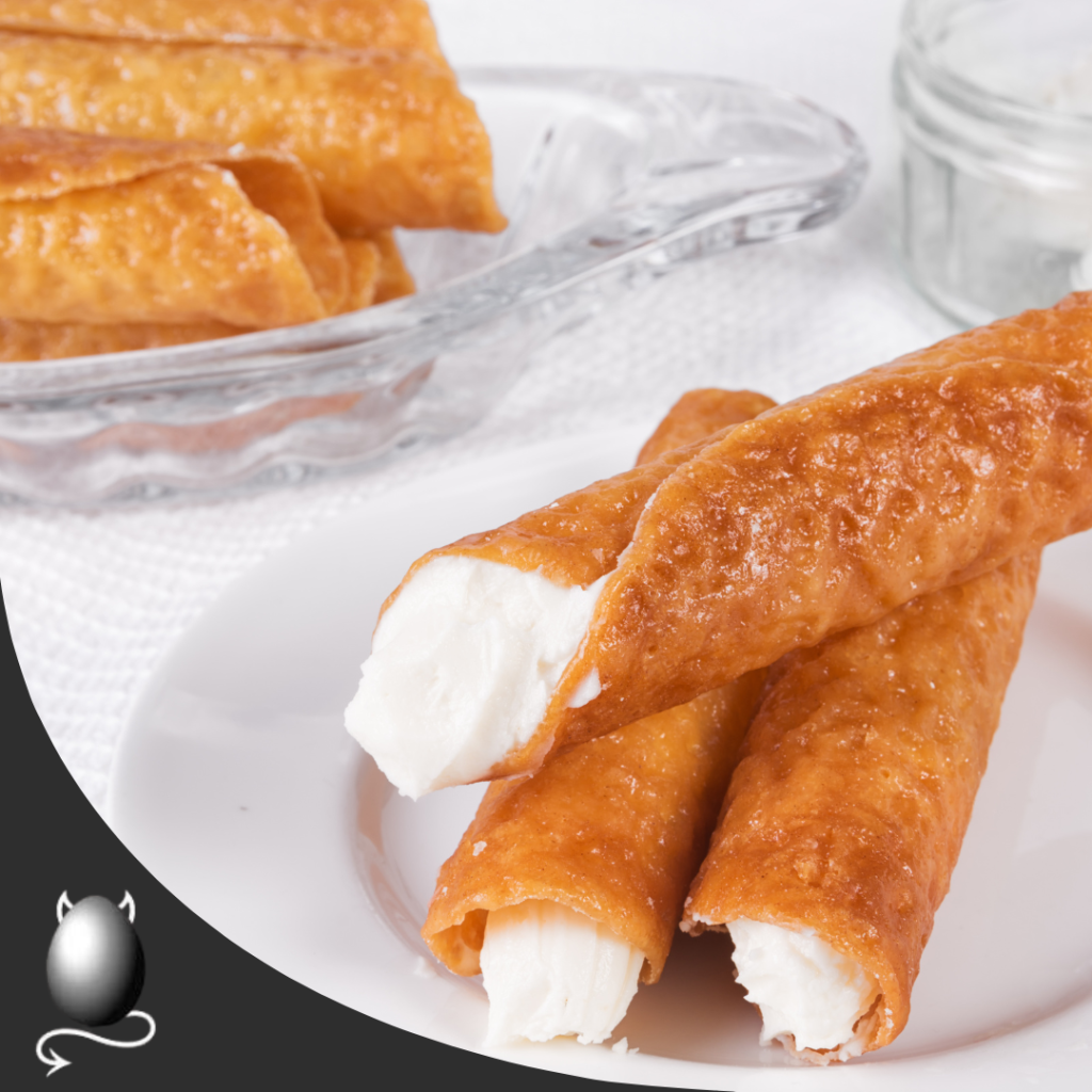 Brandy snaps filled with cream